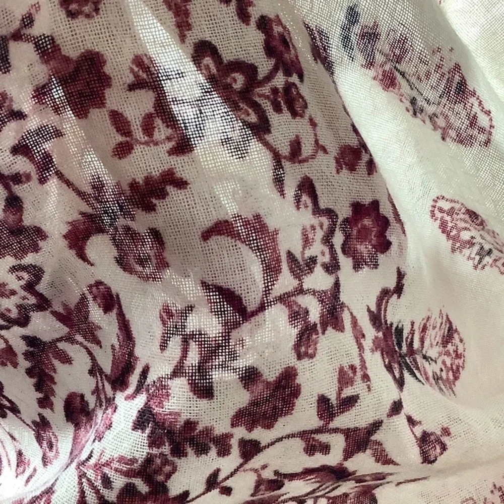 Maurices - Infinity Scarf - lace trim - two different patterns - cream burgundy
